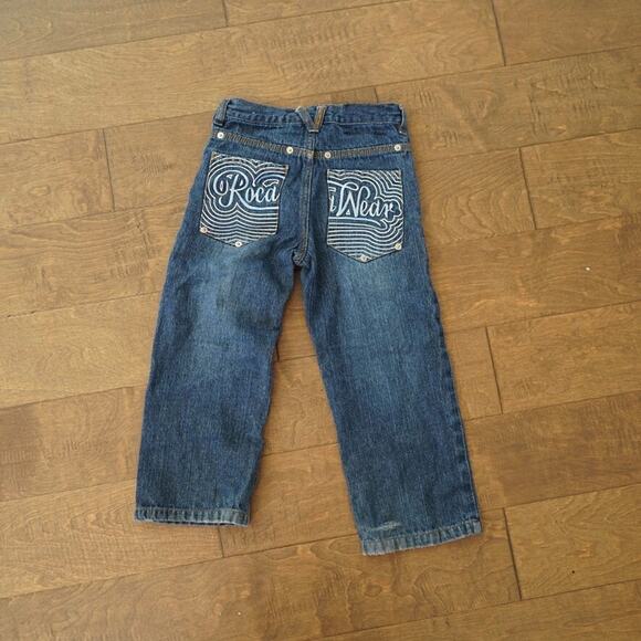 Rocawear Jeans Kids 5 Blue Denim Embroidered Pocket Straight Leg 5 Pocket Preppy - Picture 3 of 10